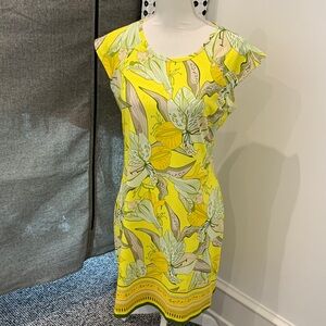 Jean Pierre Klifa Yellow Floral Sheath Dress - Bright Floral Print never worn